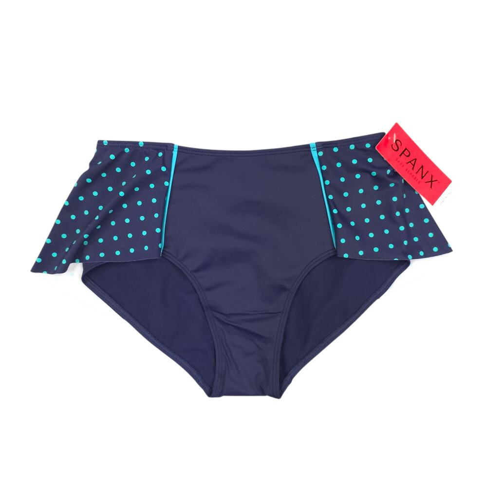 Spanx Shaping Flirty Bikini Swim Bottom Womens 8 Skirted Polka Dot UPF 50